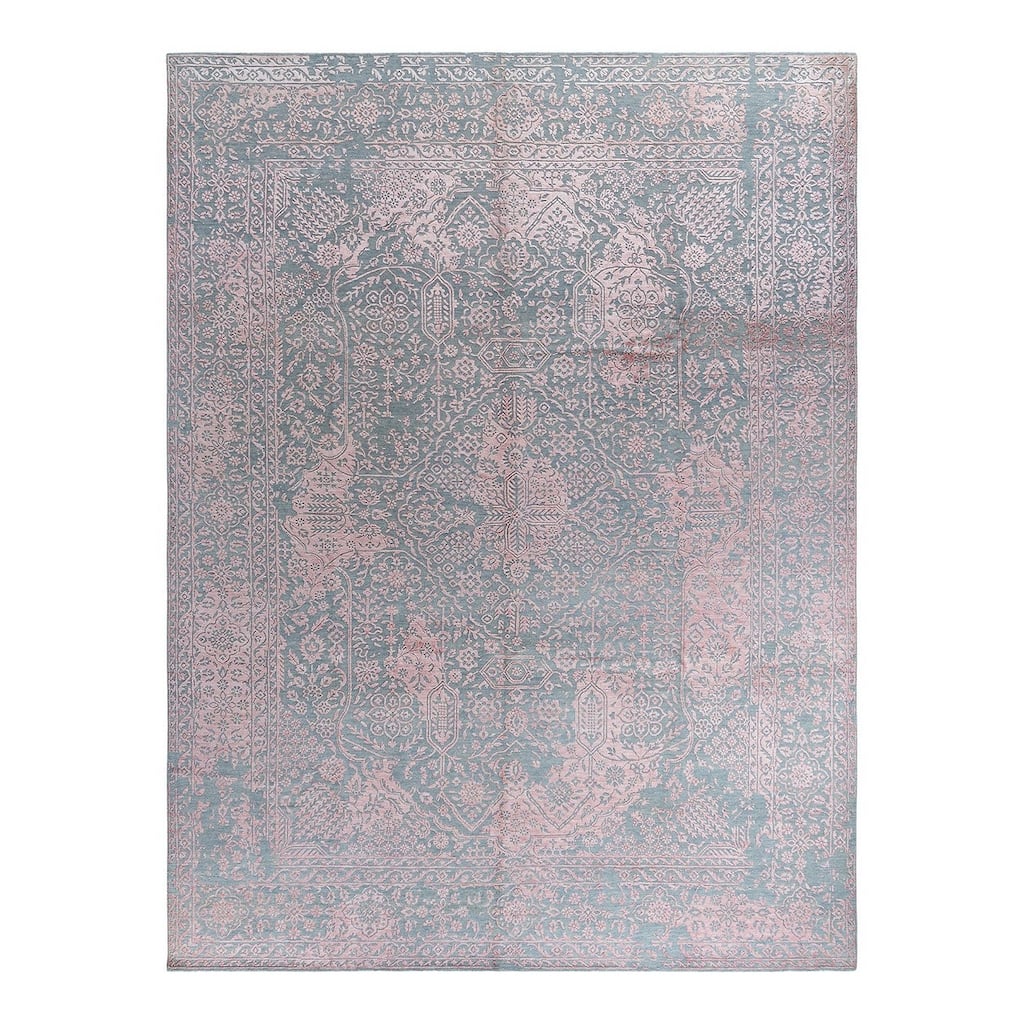 Ikat One-of-a-Kind Hand-Knotted Area Rug - Gray, 9' 1" x 11' 10" - 9' 1" x 11' 10"