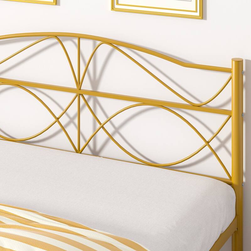 Javlergo Metal Platform Bed Frame with Elegant Headboard, Heavy Duty Steel Slats Support/No Box Spring Needed