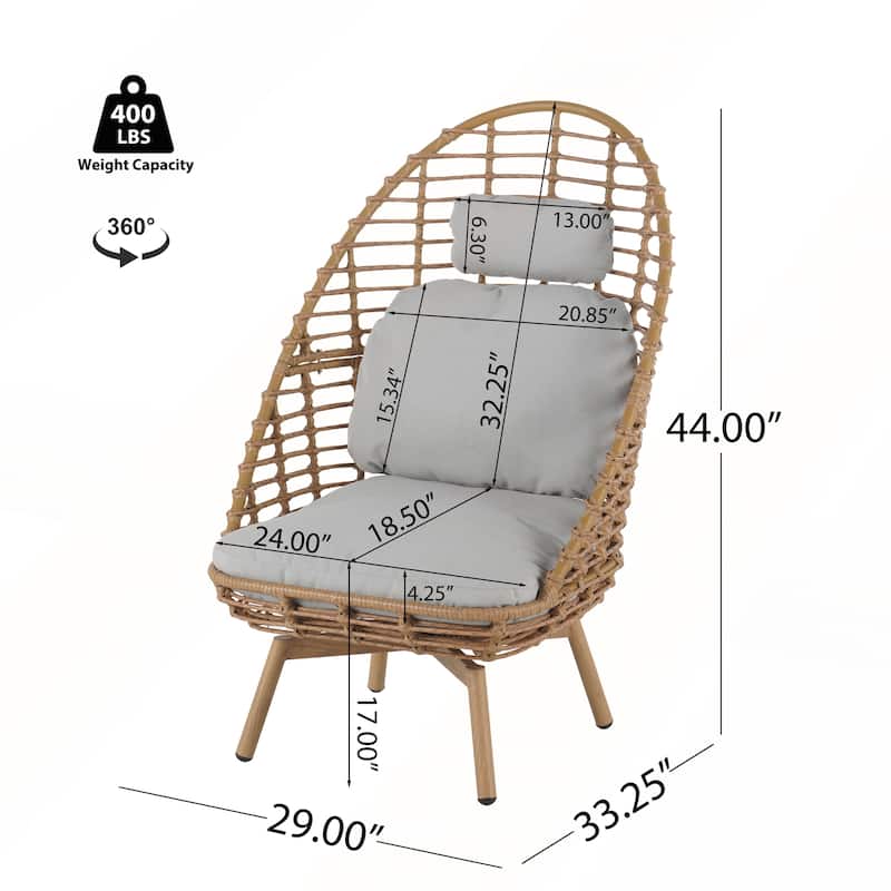 Outdoor Wicker High-back Swivel Lounge Chair