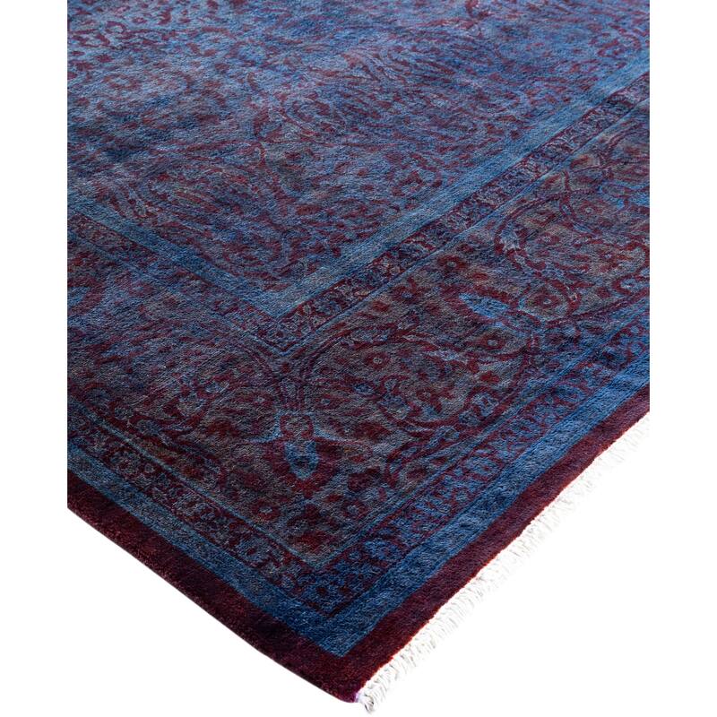 Overdyed One-of-a-Kind Hand-Knotted Square Area Rug - Blue - 5' 10" x 6' 2"