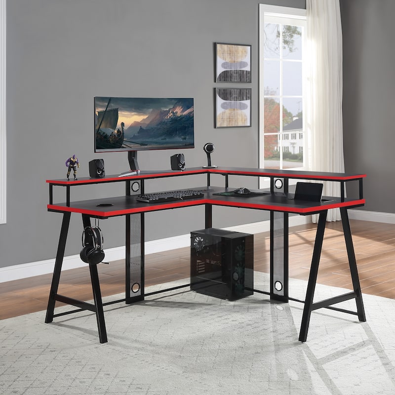 Disruptor L-Shape Gaming Desk - Black/Red