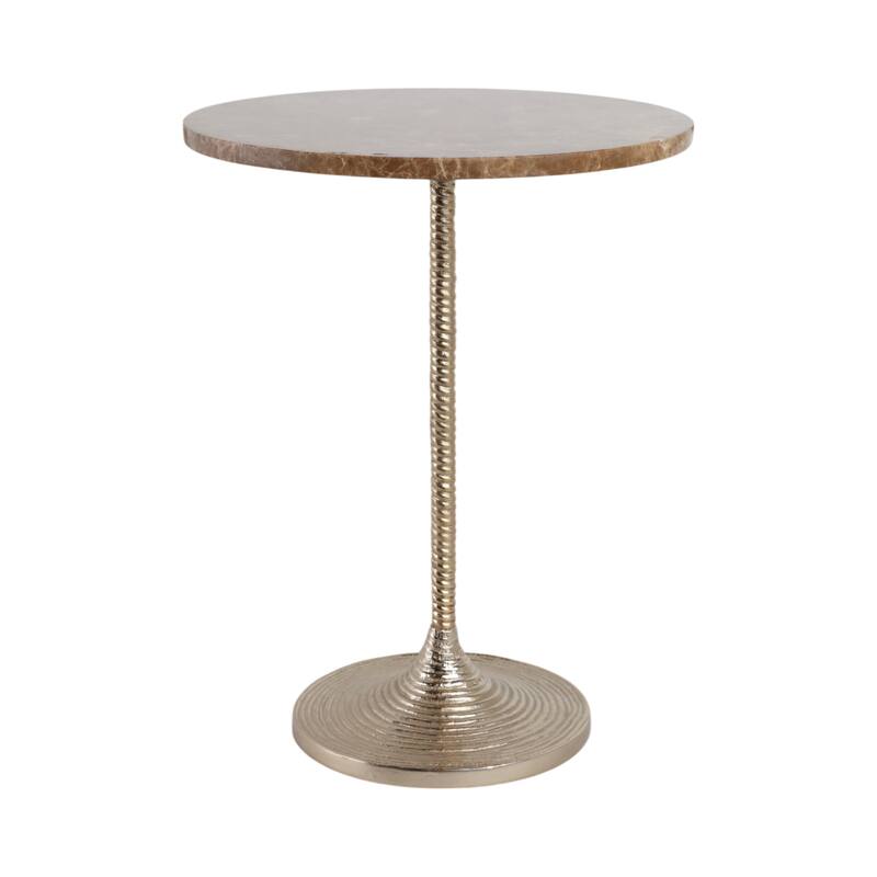 Metal Base Marble Top Modern Glam Accent Table Round Silhouette