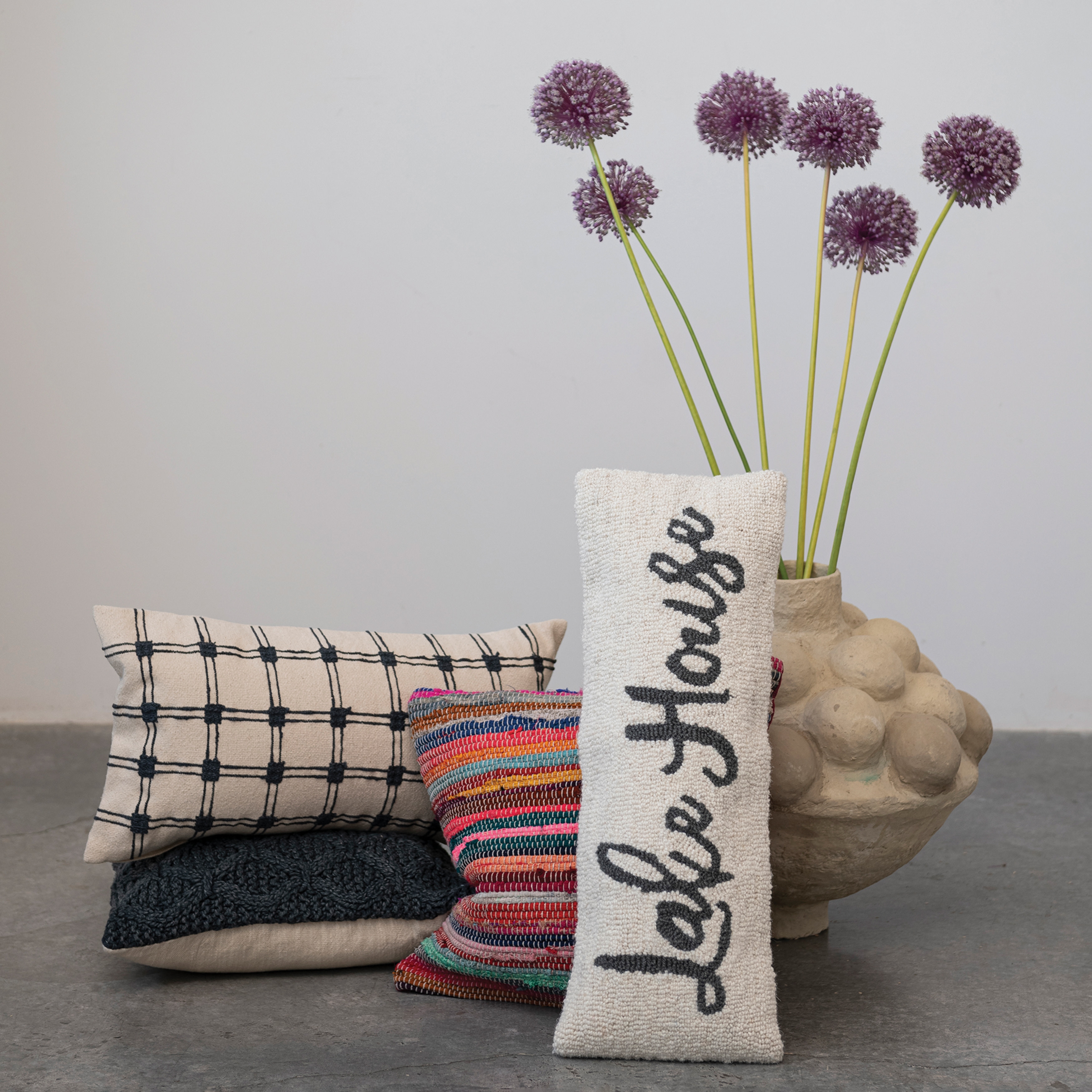 Wool and Cotton Lumbar Pillow with