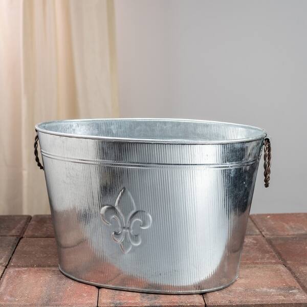 Oval Silver Ribbed Fleur De Lis Beverage Tub Oval Silver Ribbed Fleur De Lis Beverage Tub