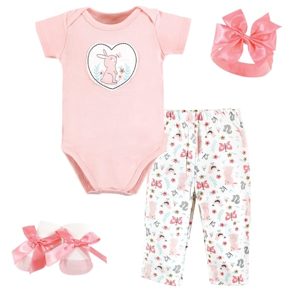 slide 1 of 1, Hudson Baby Infant Girl Layette Boxed Giftset, Bunny, 0-6 Months - Bunny 0-6 Months - Bunny