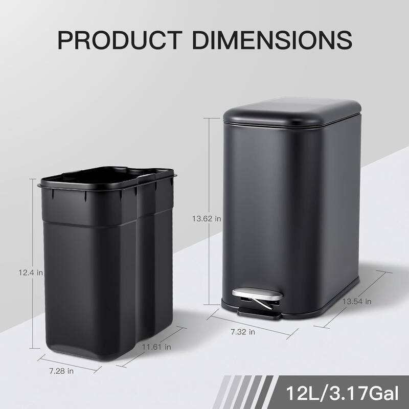 3.72 Gallons Trash Can, Step Garbage Can for Bathroom, Bedroom, Office, Kitchen