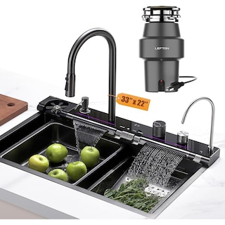Lefton 304 Stainless Steel Waterfall Kitchen Sink Set with Pull-down Faucet KS2207 (Series)