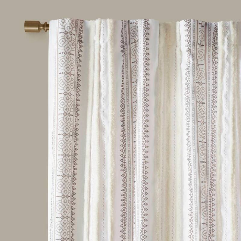Poly Printed Curtain Panel with Tufted Stripe