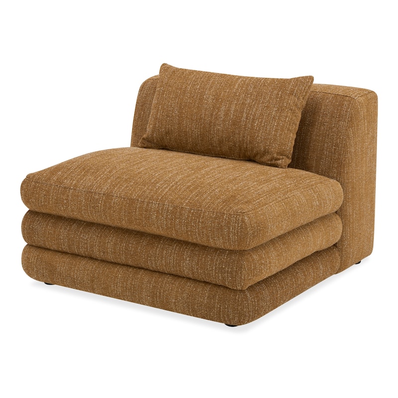 NADAAL STUDIOS Lucien Slipper Chair, Feather-Topped Cushion with Kiln-Dried Solid Wood Frame, Amber Glow