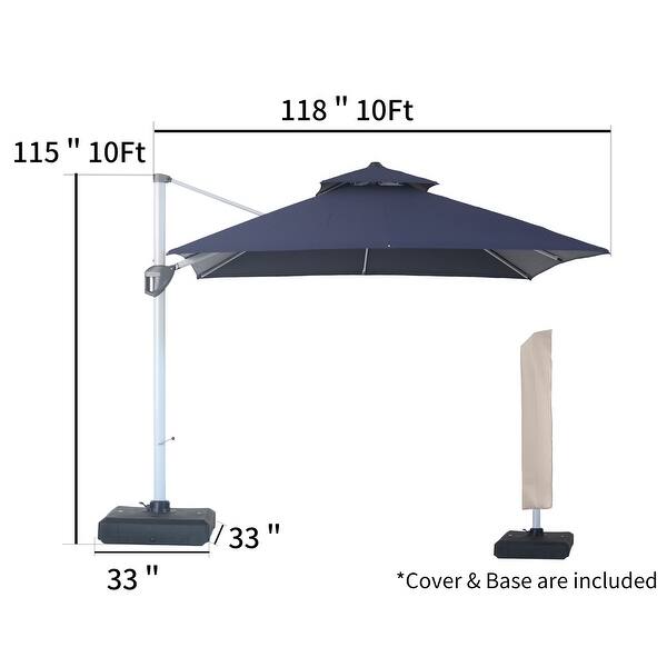 adjusted 10x 10 patio umbrellas PURPLE LEAF Cantilever Umbrella 10' x 10' Excellent UV Protection Navy Blue The unique folding structure allows the umbrella to be quickly stored when not in use 10 x 13 ft Double