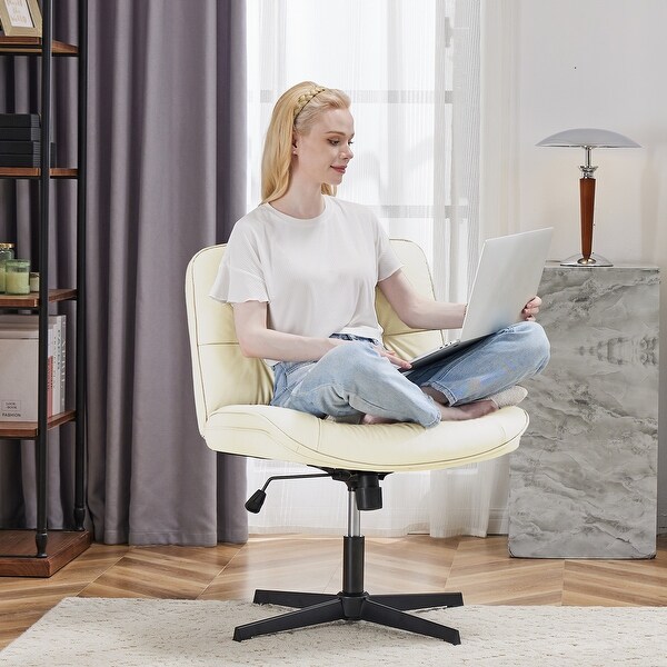 Cross Legged Chair, Armless Office Desk Wide Seat No Wheels Cross Legged Chair, Armless Office Desk Wide Seat No Wheels