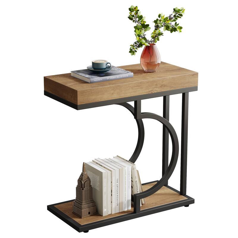 Narrow Side Table End Table Modern Bedside Tables Small Chairside Table for Couch, Sofa Table for Living Room