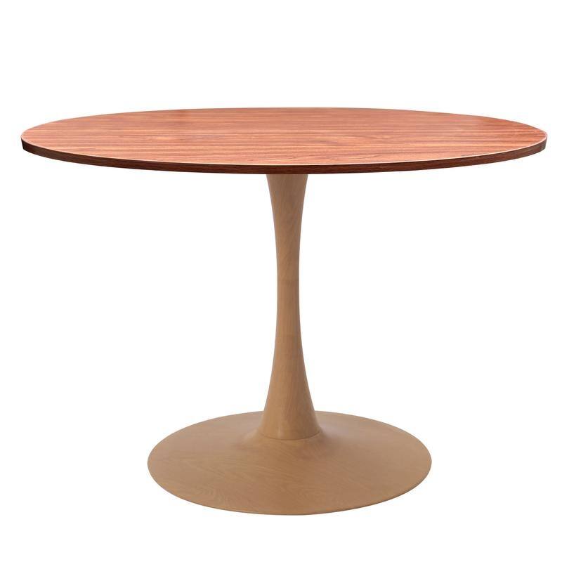 Bristol 36" Round Dining Table - MDF Wood Top with Natural Wood Steel Pedestal Base - Modern Kitchen & Dining Room Table