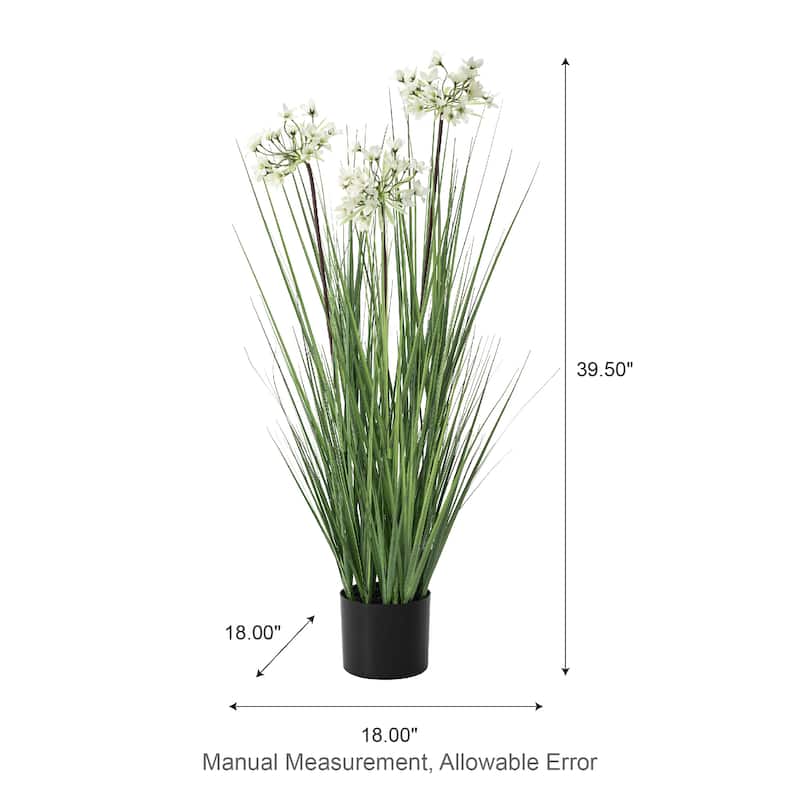Glitzhome 3.25ft. Artificial Onion Grass in Pot with Planters