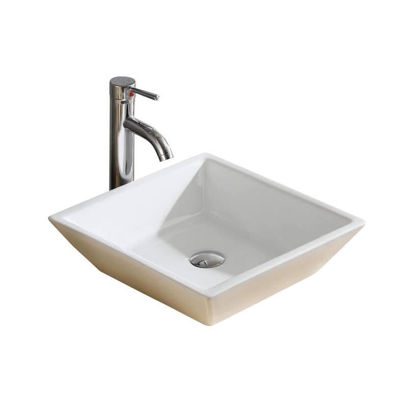 Fine Fixtures Square Vitreous-China White Bathroom Vessel Sink