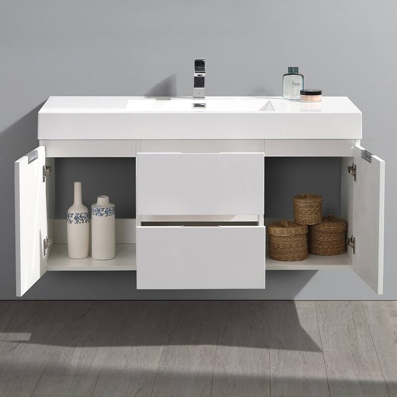 Fresca Senza 48" Wall Mounted / Floating Single Vanity Set with Wood