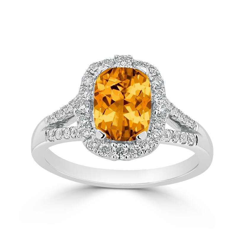 Auriya 1 3/4ct Cushion-cut Citrine Halo Diamond Engagement Ring 3/8cttw 14k Gold