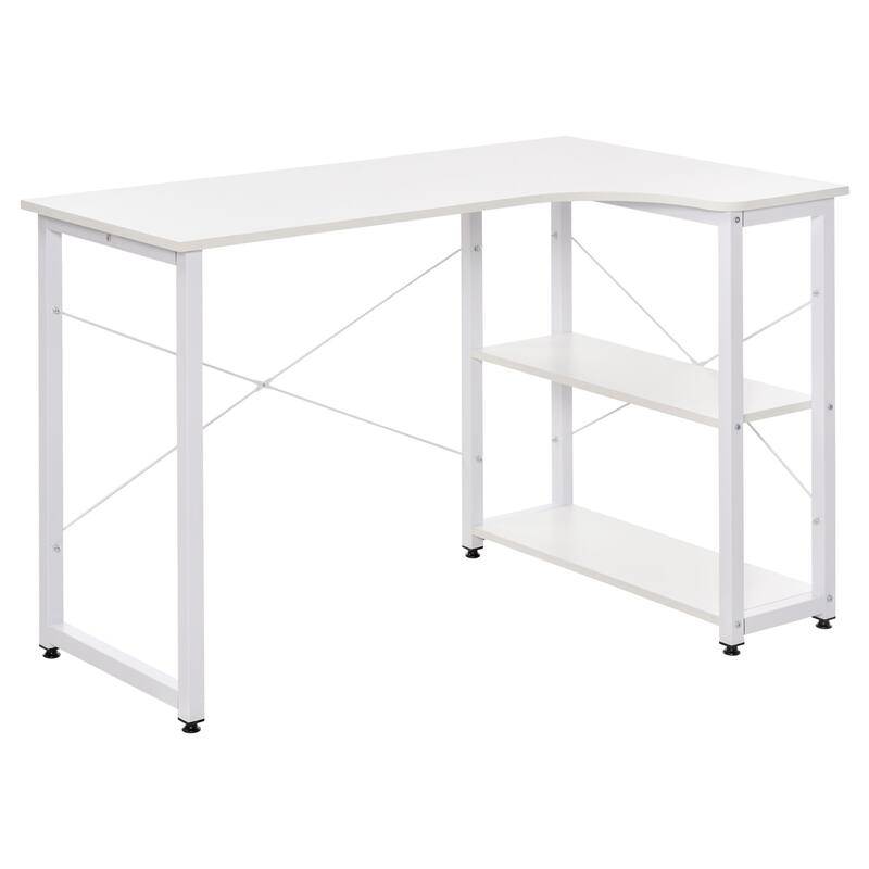 L-Shape Desk Computer Desk with 2 Side Shelves,Wide Workstation for Study