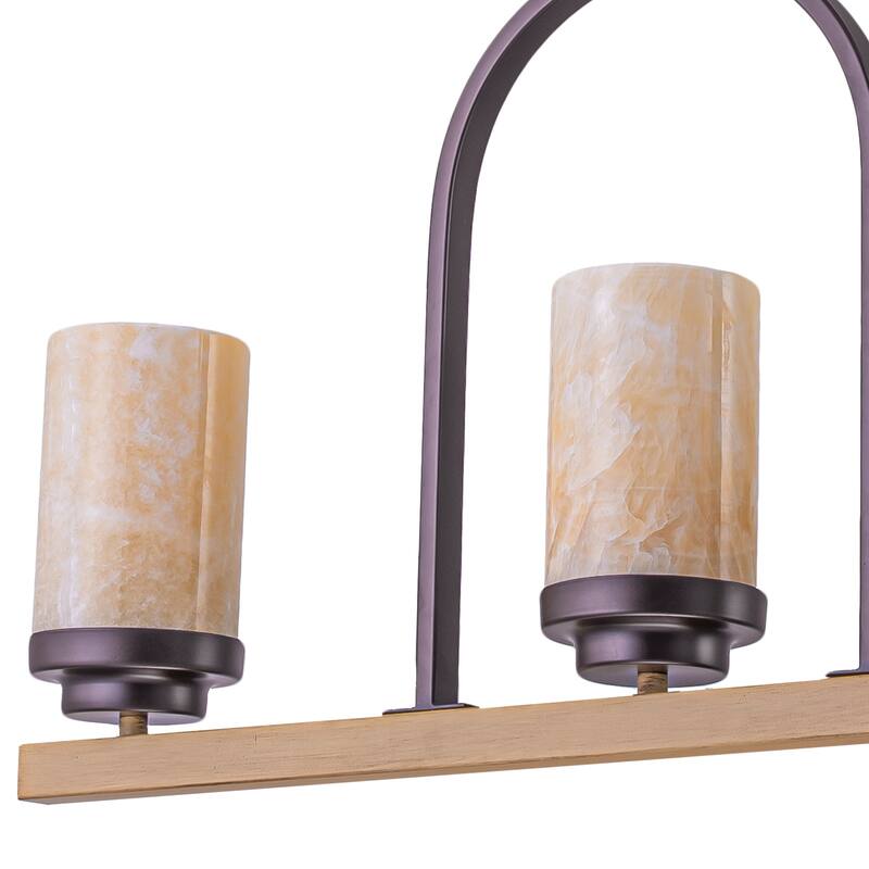 Retro Industrial Iron Pendant with Alabaster Candle Shade