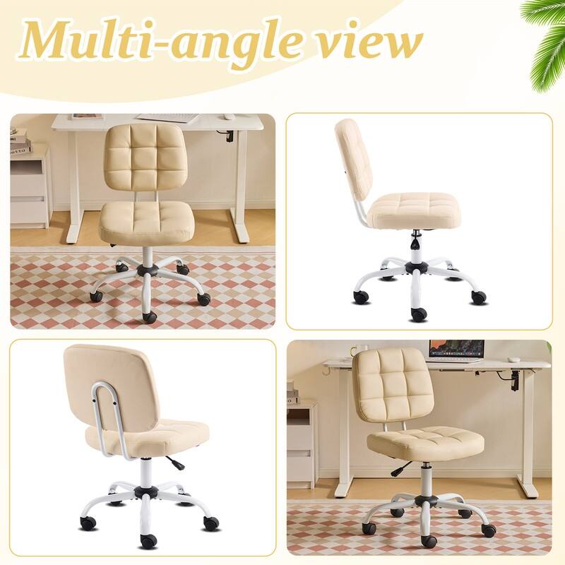 22.1 Inch Upholstered PU Lattice Swivel Office Chair