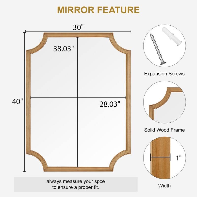 Full Scalloped Corners Arch Farmhouse Wall Mirror with Wood Frame