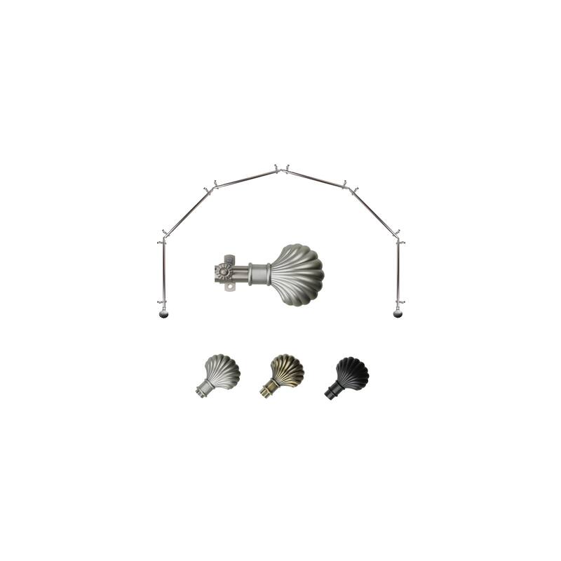 Bay Window Curtain Rod - 6-Sided Corner Rod, Satin Nickel Finish - French Flair Drapery Hardware - M
