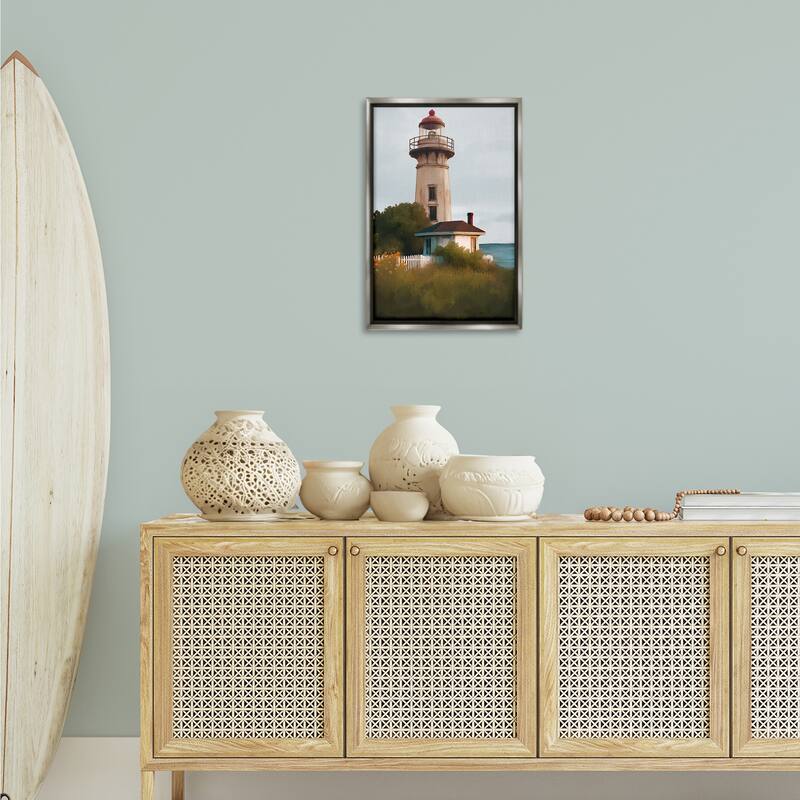 Stupell Scenic Summer Lighthouse View Framed Floater Canvas Wall Art Design By Elizabeth Medley