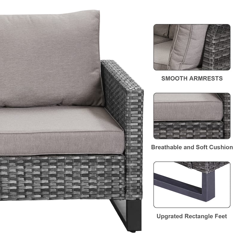 Gymojoy Outdoor Patio Sofa with Swivel Chairs Set