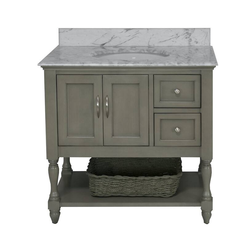 KitchenBathCollection Beverly 36" BathroomVanity w/ Carrara Marble Top