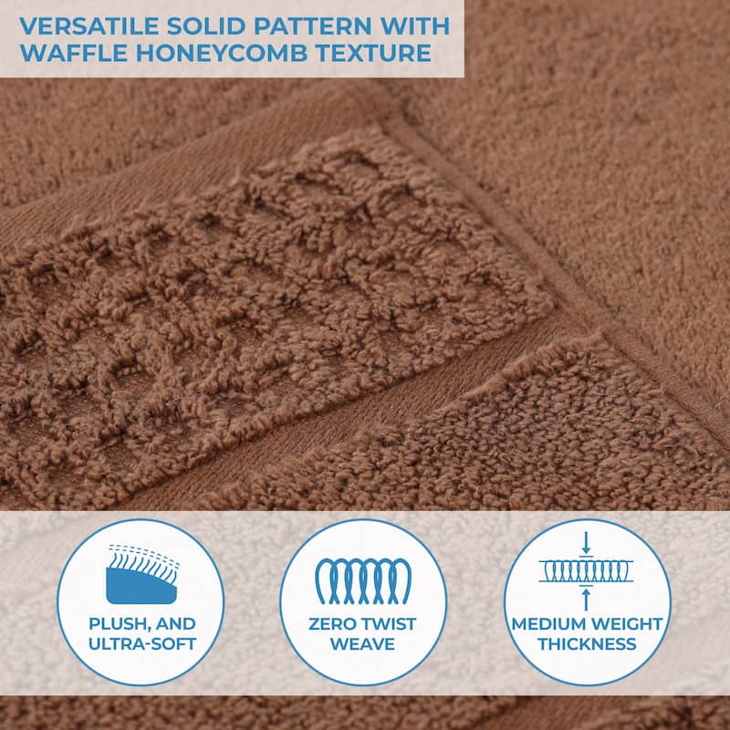 Superior Napa Zero Twist Cotton Waffle Face Towel Washcloth Set of 12