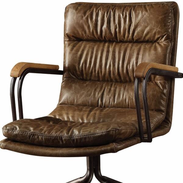 Coffee and Dark Brown Swivel Leather Rolling Executive Office Chair Coffee and Dark Brown Swivel Leather Rolling Executive Office Chair