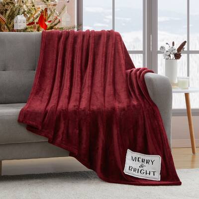 VCNY Home Merry & Bright Patch Red Flannel Holiday Throw, 50" x 60"