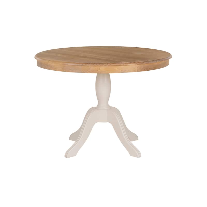 Josie Round Solid Wood Pedestal Table - White/Natural