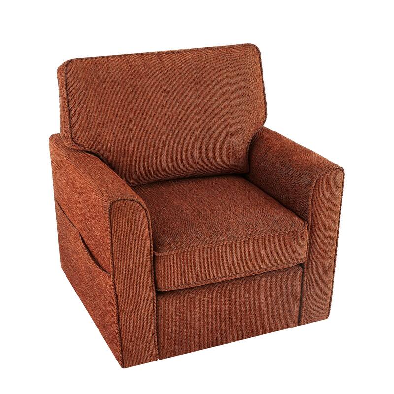 Round Lounge Chair Armchair Swivel Sofa Chair with Side Storage Pockets, Swivel Chair Accent Barrel Chair