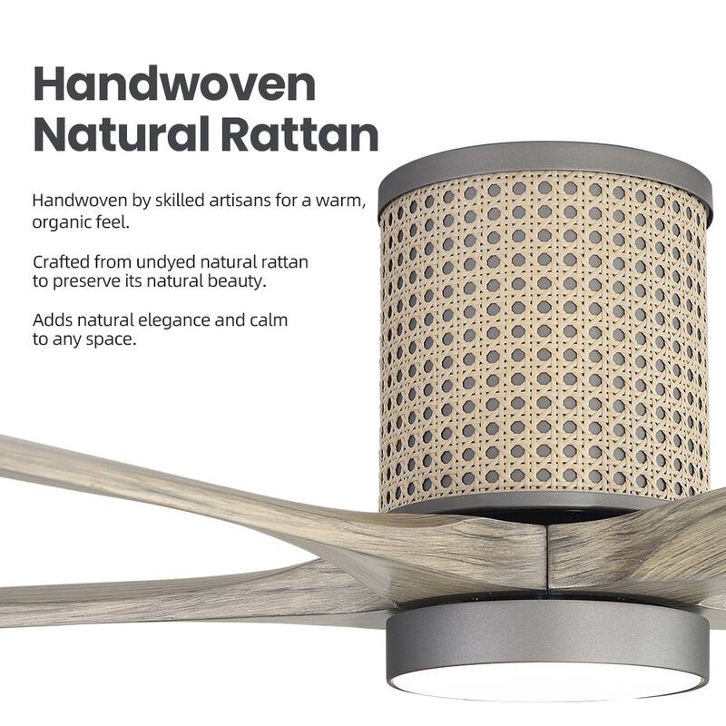 MLiAN 5 Solid Wood Blades Ceiling Fan with Lights Remote Control 6-Speed DC - 54''