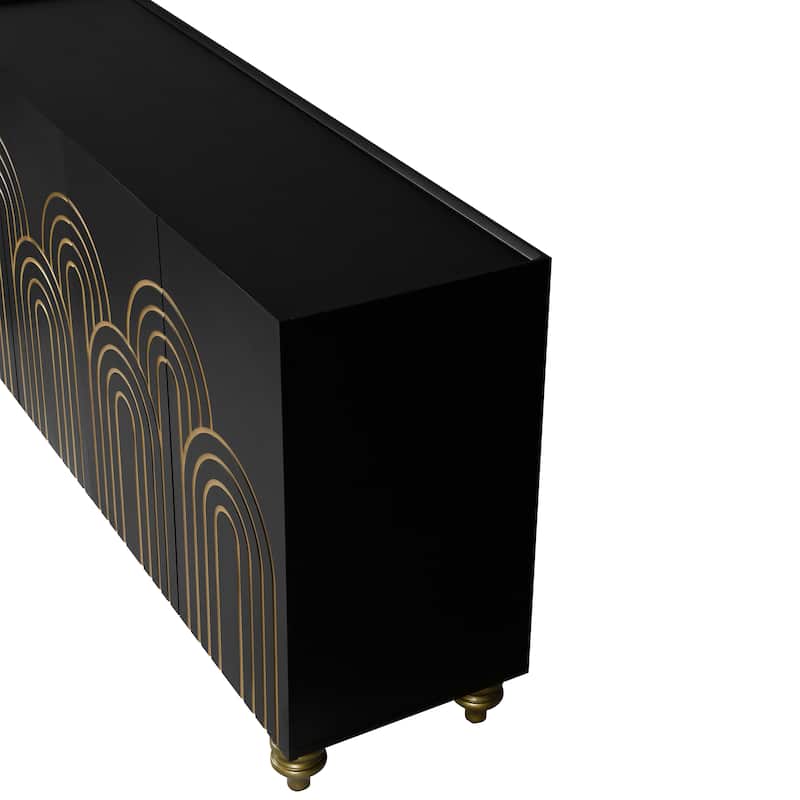 Modern Sideboard Buffet with Storage, 60" 4 Doors Storage Cabinet with Adjustable Shelves for Kitchen, Dining Room, Living Room