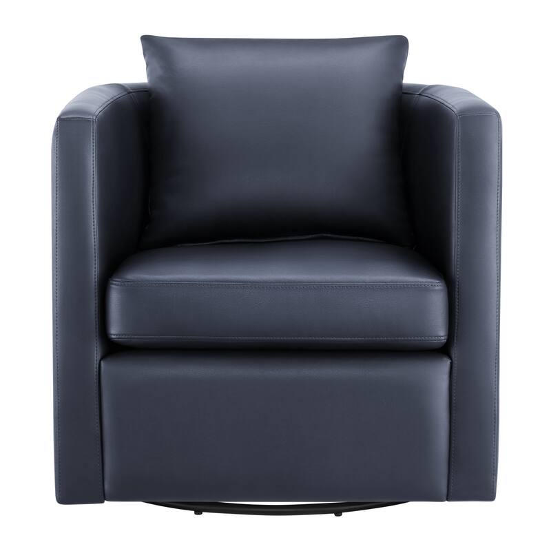 Sutton Midnight Blue Faux Leather Swivel Barrel Chair