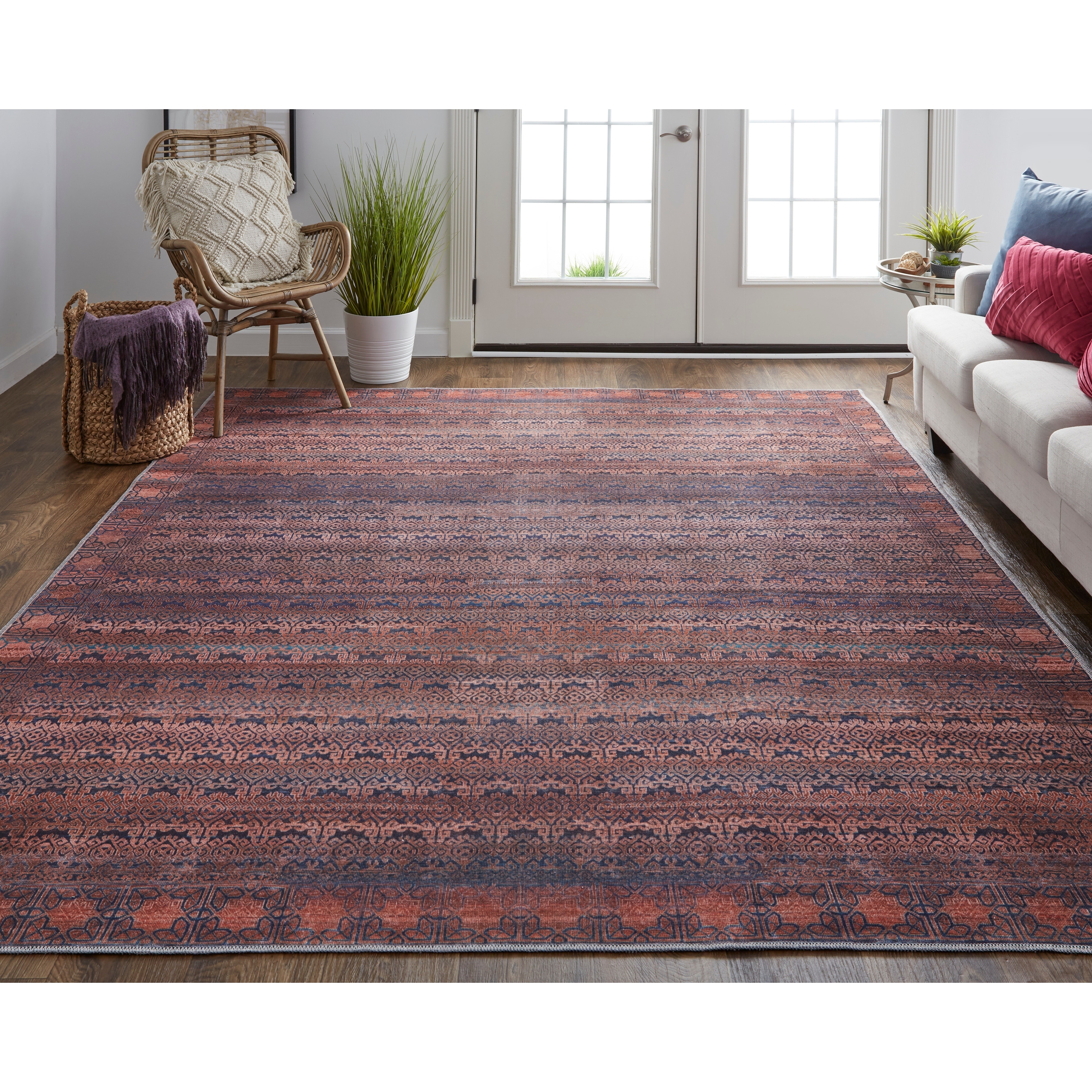 Welch Oriental Camel Tan/Blue Area Rug