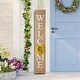 preview thumbnail 1 of 28, Glitzhome 60"H Wooden Welcome Porch Sign with 4 Changable Floral Wreaths