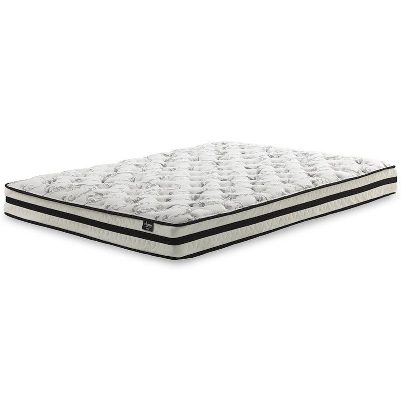 Signature Design by Ashley 8 Inch Chime Innerspring Black/White 2-Piece Twin Mattress Package