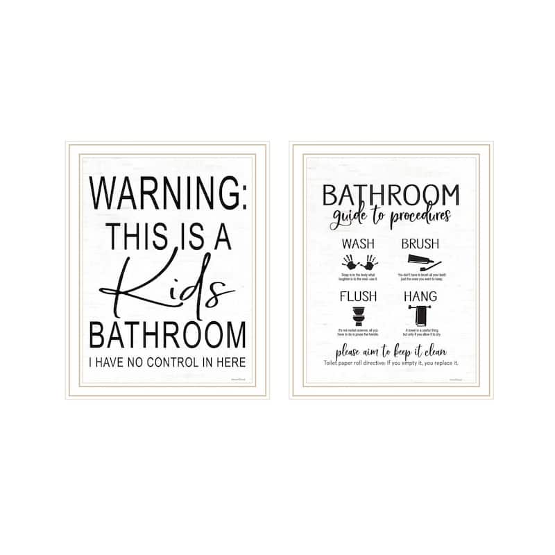 Trendy Decor 4U "Bathroom Guide to Procedures" Printed Framed Wall Art by Lettered & Lined - White - 14 x 18
