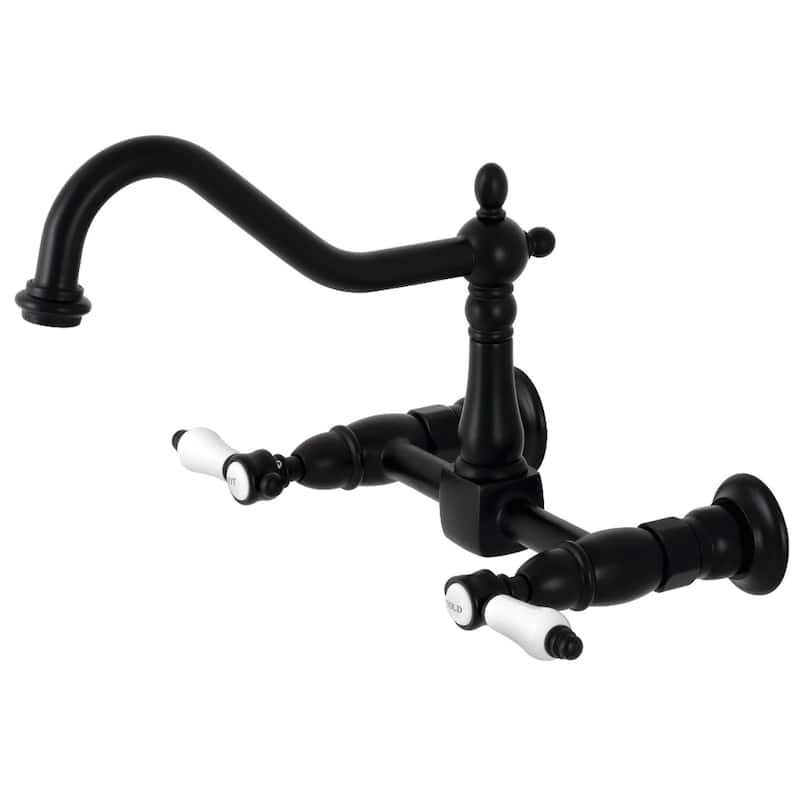 Kingston Brass Bel-Air Wall Mount Bridge Kitchen Faucet - Matte Black