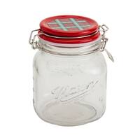 Gibson Home 1.9qt Glass Canister with Decorated Ceramic Lid