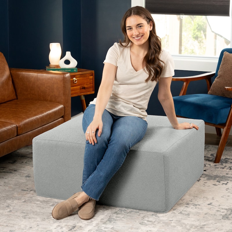 Jaxx Fairlie Couch Ottoman - Oversized Square Foam Coffee Table Ottoman