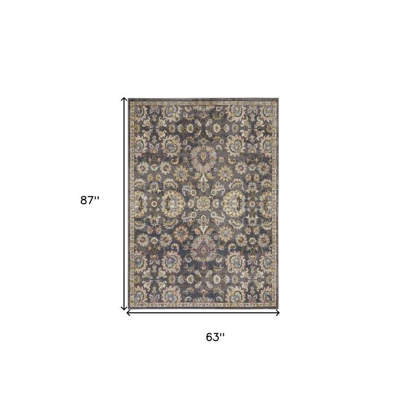 Cili Power Loomed Distressed Floral Stain Resistant Area Rug By HomeRoots - 87' X '63' X '0.5