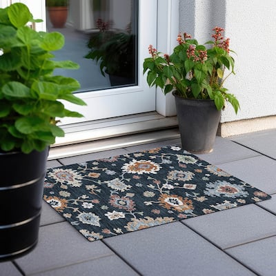 Machine Washable Indoor/ Outdoor Chantille Traditonal Kashan Rug