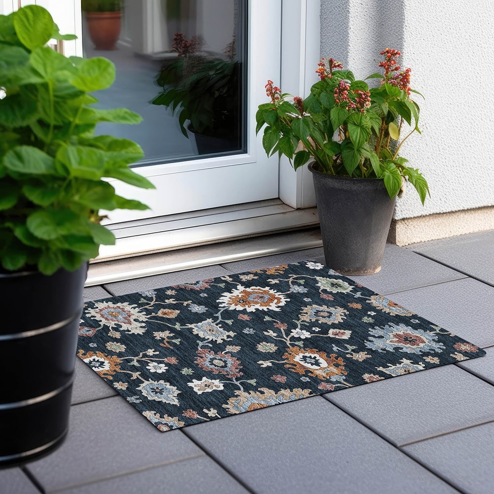 Machine Washable Indoor/ Outdoor Chantille Traditonal Kashan Rug