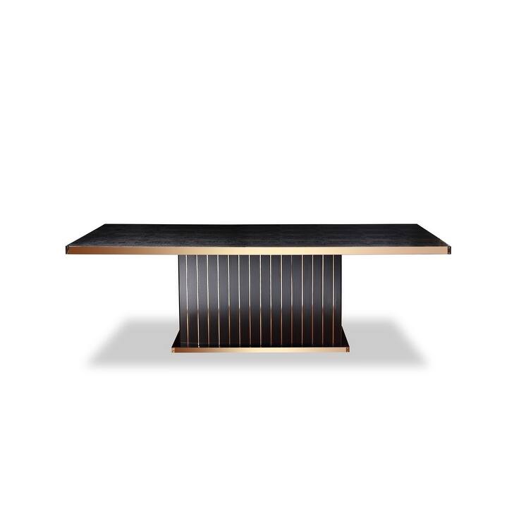 A&X Talin Modern Black Crocodile & Rosegold Dining Table