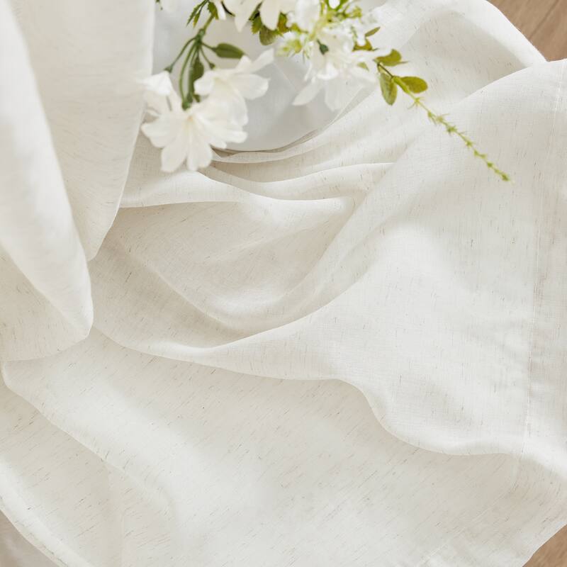 HLC.me Sierra Burlap Flax Linen Semi Sheer Light Filtering Transparent Window Grommet Thick Curtains Panels - Set of 2