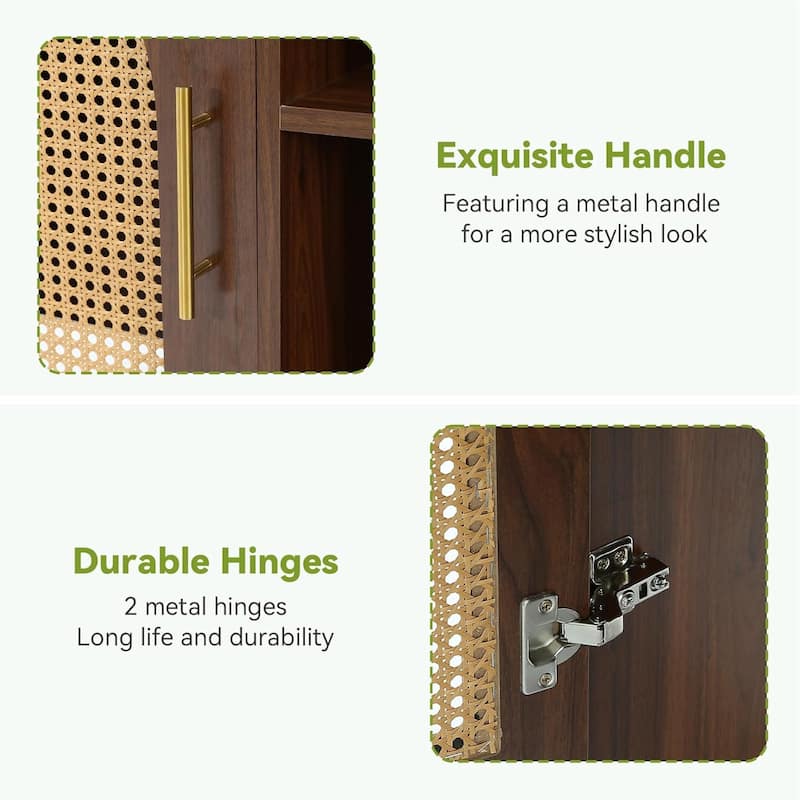 Storage Cabinet, Robot Vacuum Stand Cabinet, Multi Tier Farmhouse End Cabinet - 17.72"D x 31.5"W x 41.34"H